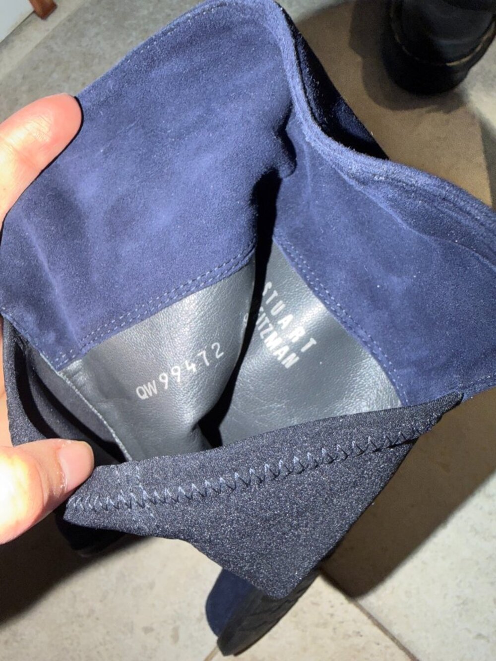 Stuart Weitzman 5050 Navy Suede Over-the-Knee Boots — US 9